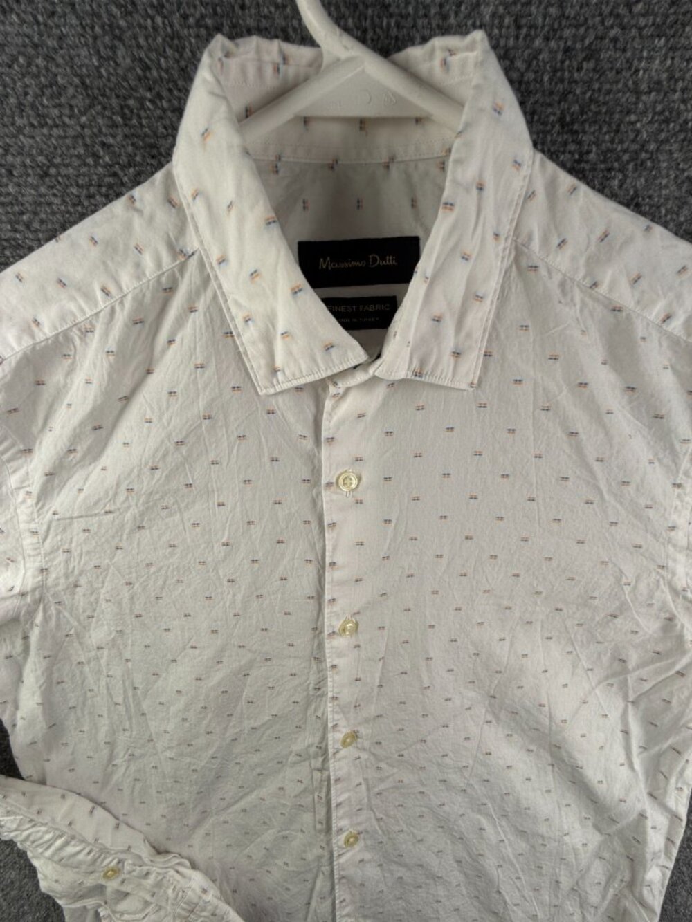 Massimo Dutti Men Button Up Shirt Long Sleeve Cotton Orange Blue White Small